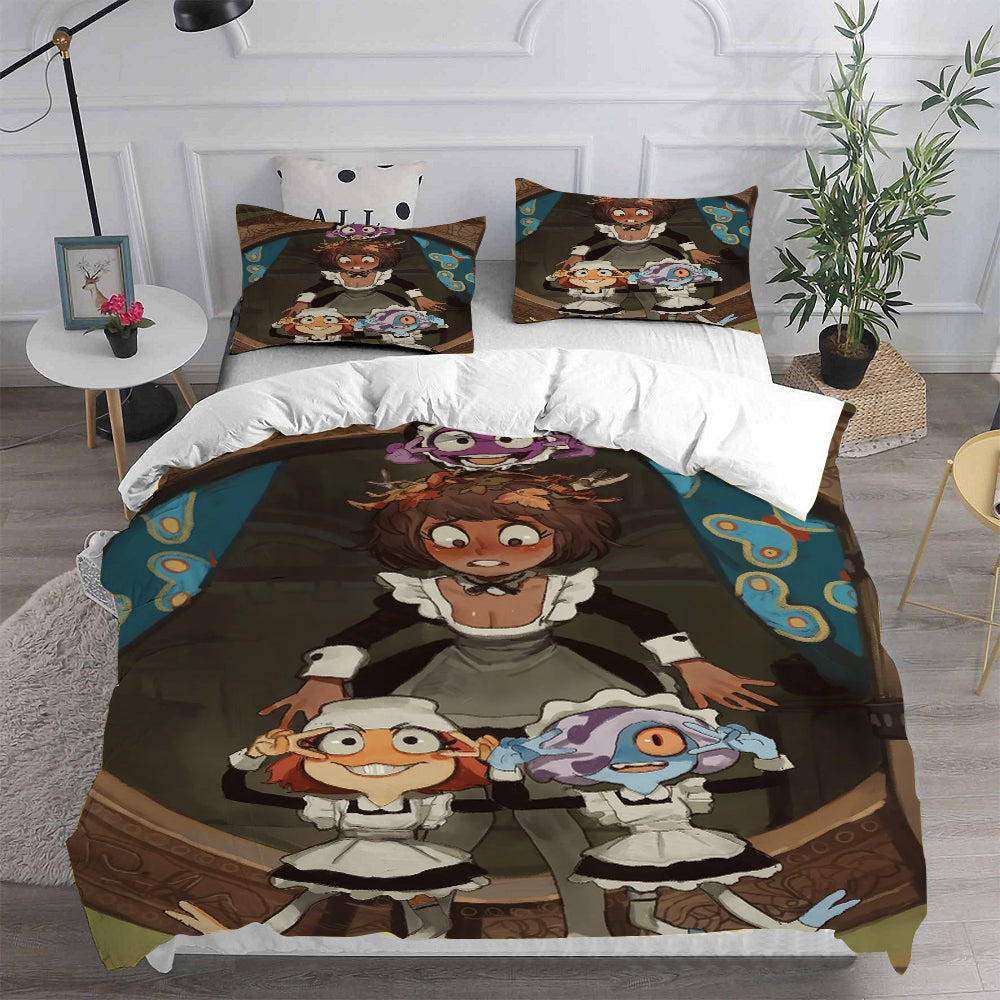 Amphibia Teen Girl in a Frog World Cosplay Bedding Set Duvet Cover Pillowcases Halloween Home Decor
