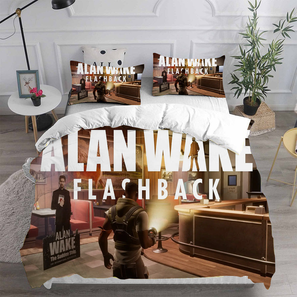 Alan Wake Cosplay Bedding Set Duvet Cover Pillowcases Halloween Home Decor