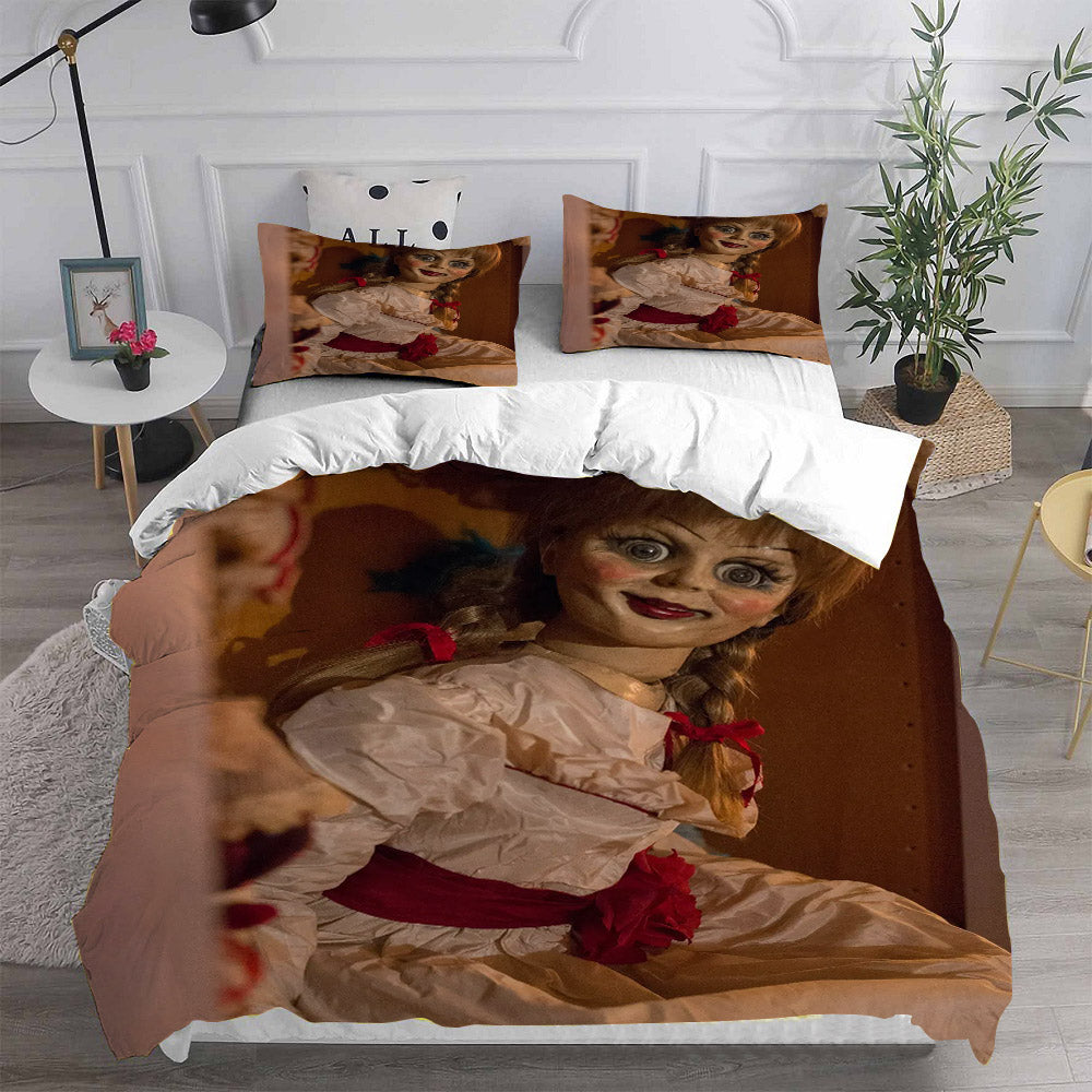 Annabelle Cosplay Bedding Set Duvet Cover Pillowcases Halloween Home Decor