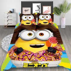 Minions Cosplay Bedding Set Duvet Cover Pillowcases Halloween Home Decor