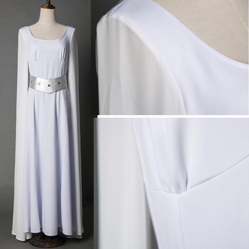 Star Wars A New Hope Princess Leia White Dress Cosplay Costume for Halloween