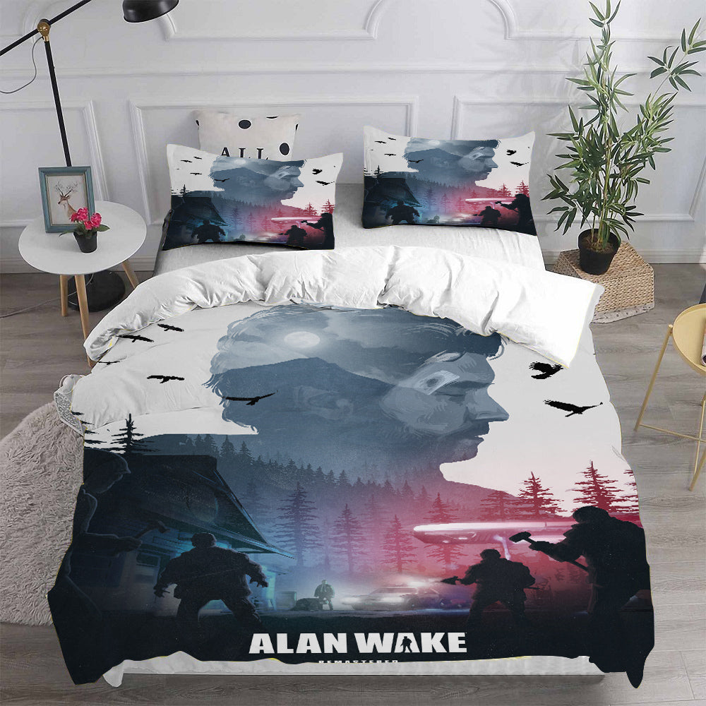 Alan Wake Cosplay Bedding Set Duvet Cover Pillowcases Halloween Home Decor