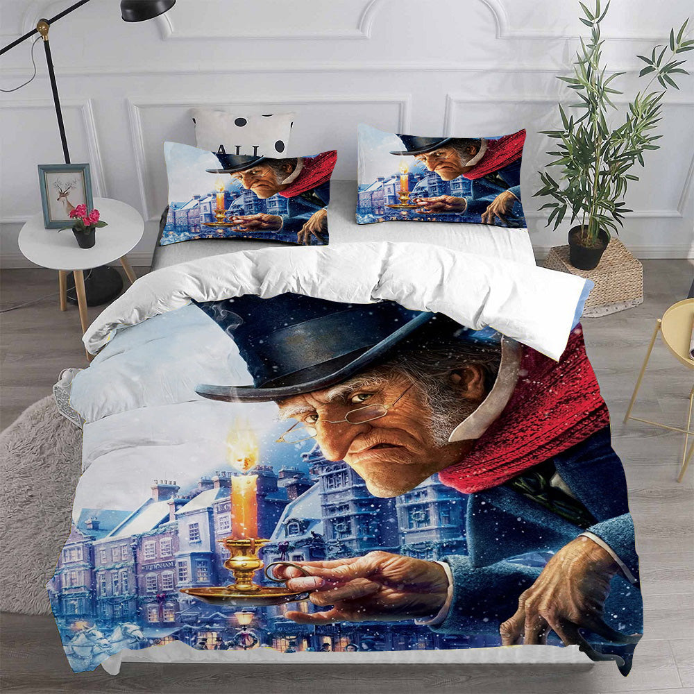 A Christmas Carol Cosplay Bedding Set Duvet Cover Pillowcases Halloween Home Decor