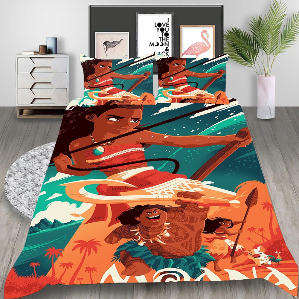 Moana Cosplay Bedding Set Duvet Cover Pillowcases Halloween Home Decor