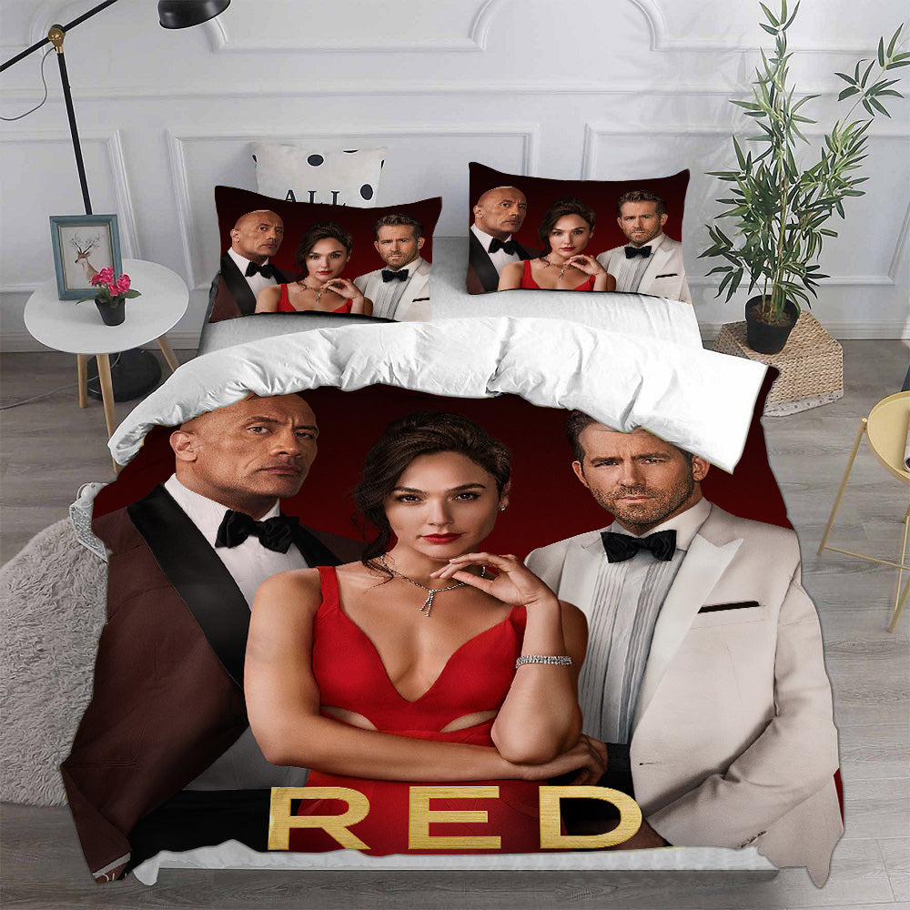 Red Notice Cosplay Bedding Set Duvet Cover Pillowcases Halloween Home Decor
