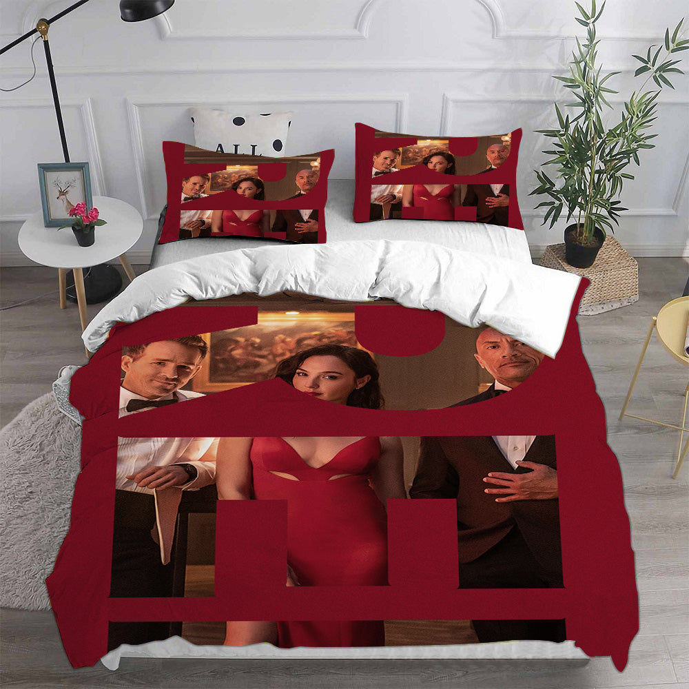 Red Notice Cosplay Bedding Set Duvet Cover Pillowcases Halloween Home Decor
