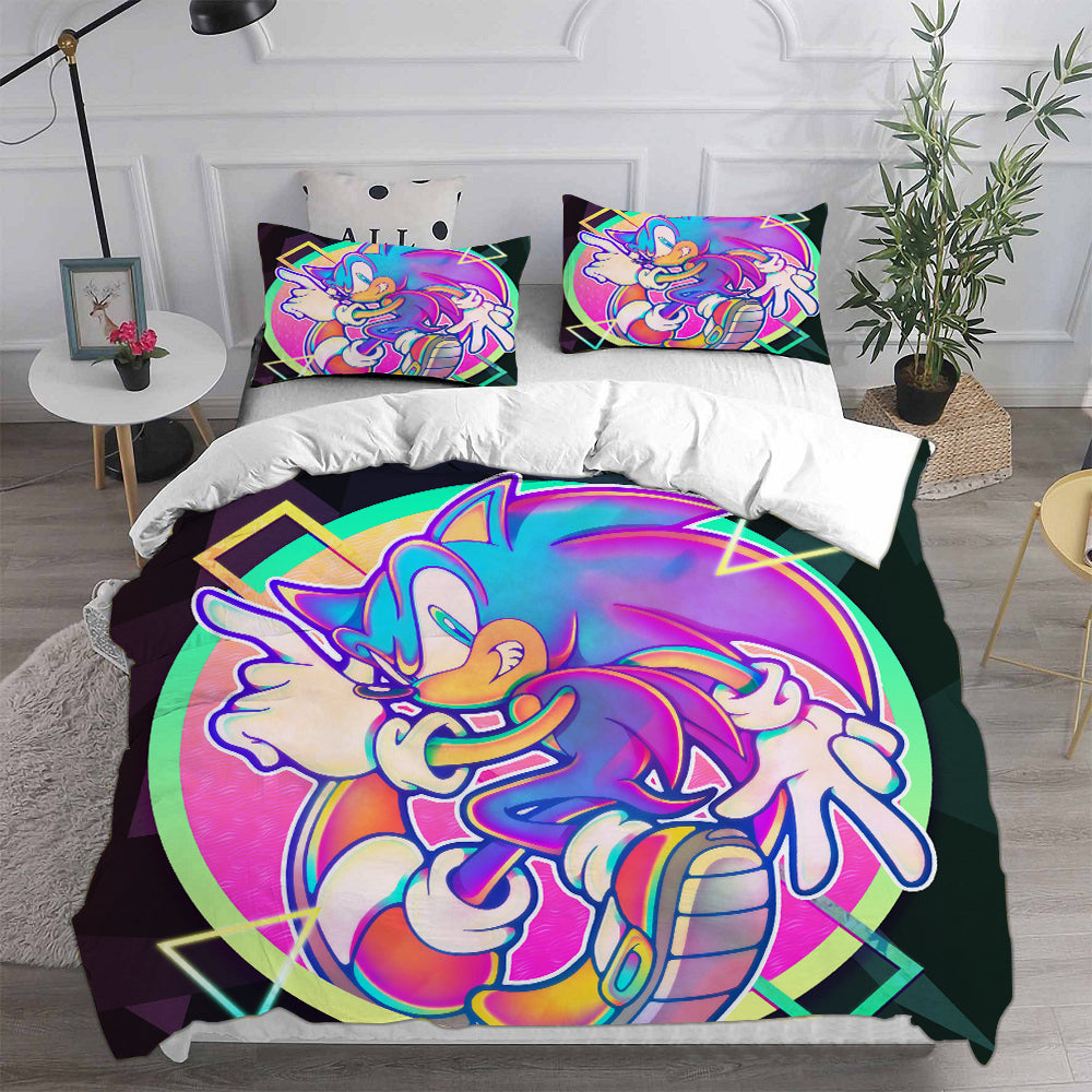 Sonic the Hedgehog Movie Cosplay Bedding Set Duvet Cover Pillowcases Halloween Home Decor