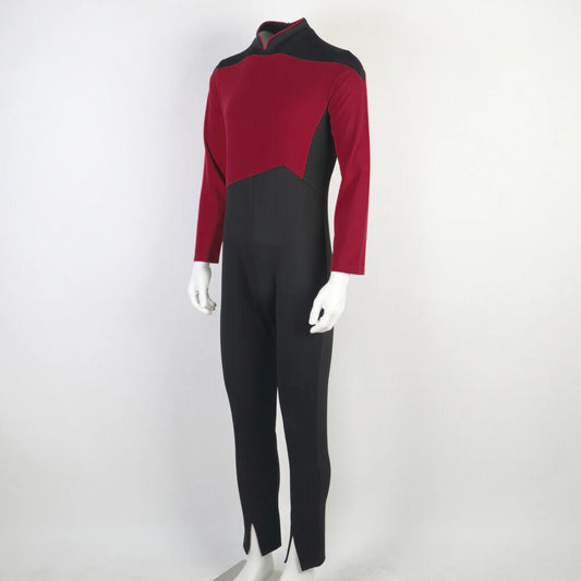 The Next Generation Picard Red Uniforms Jumpsuit Gold Blue Starfleet Costumes