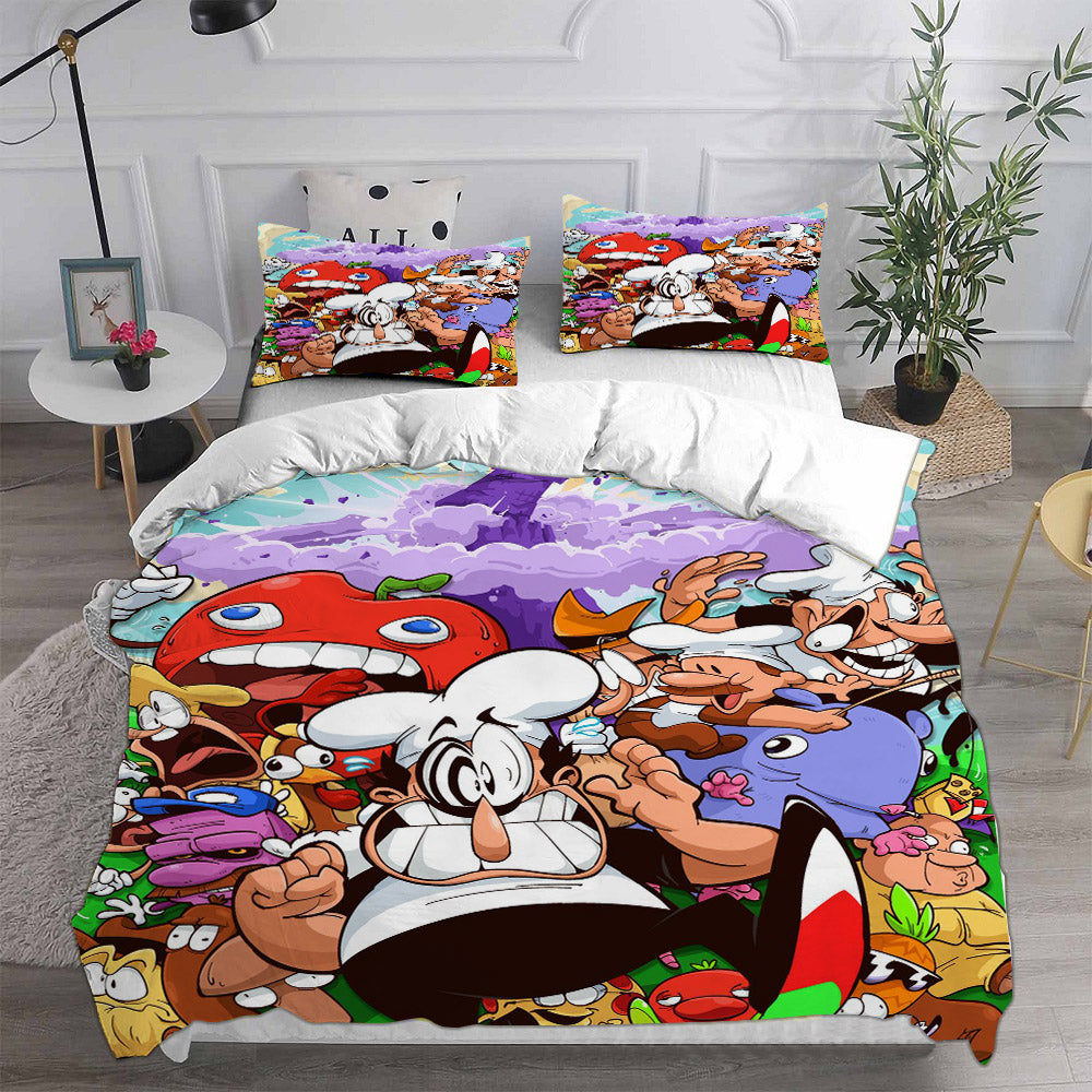 Pizza Tower Cosplay Bedding Set Duvet Cover Pillowcases Halloween Home Decor