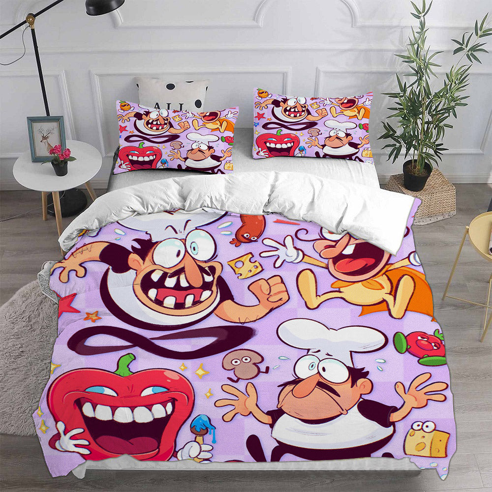 Pizza Tower Cosplay Bedding Set Duvet Cover Pillowcases Halloween Home Decor