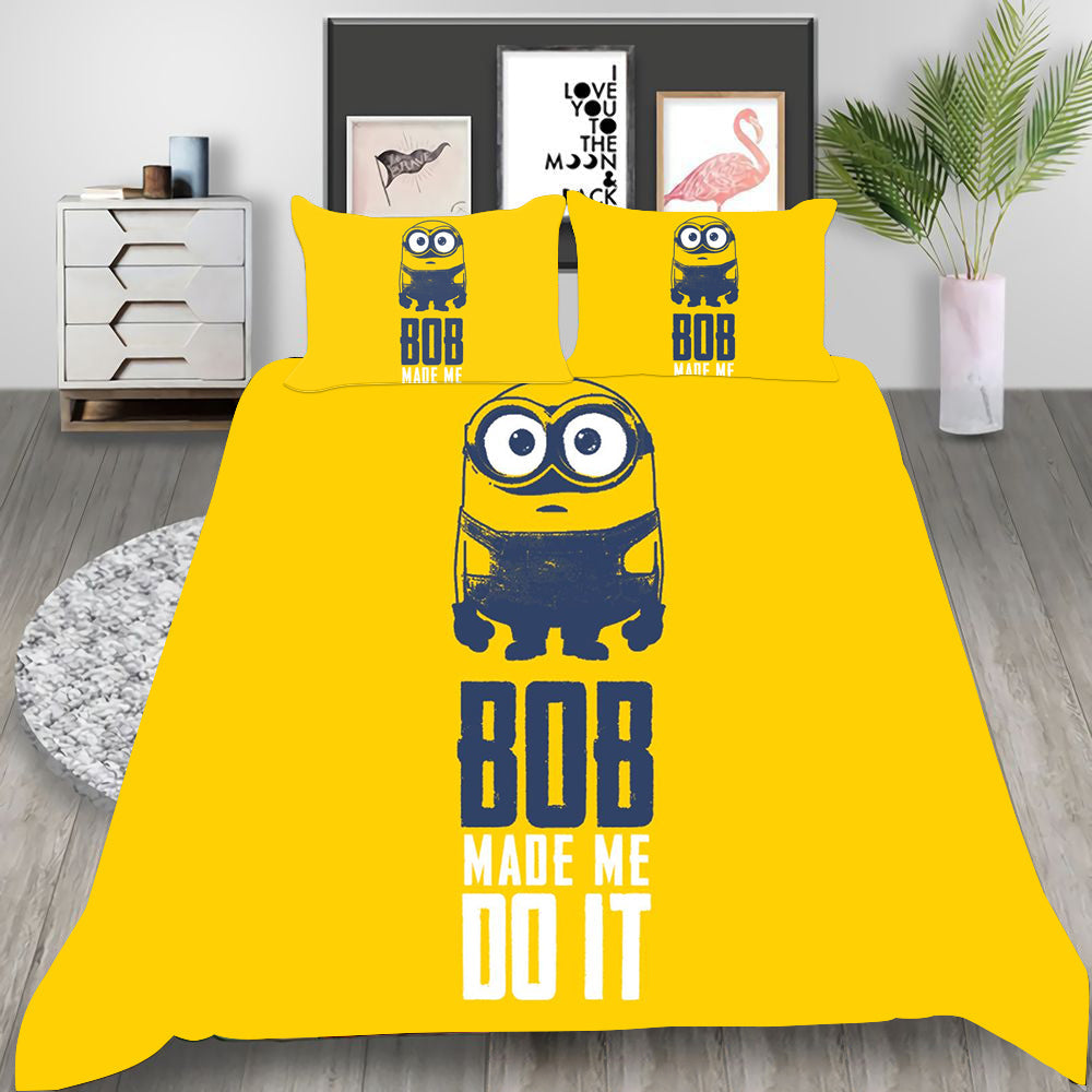 Minions Cosplay Bedding Set Duvet Cover Pillowcases Halloween Home Decor