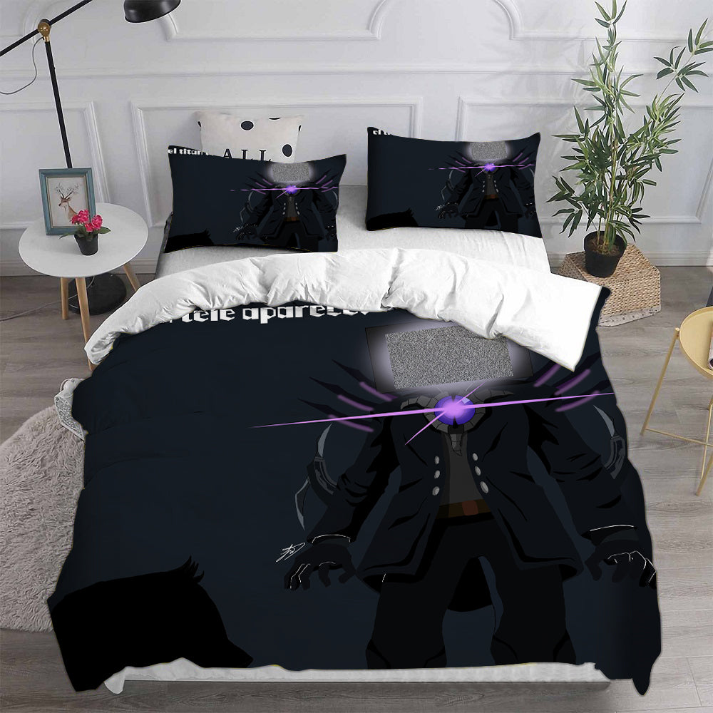 Skibidi Toilet Cosplay Bedding Set Duvet Cover Pillowcases Halloween Home Decor