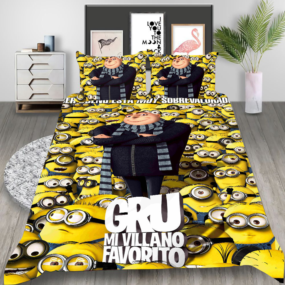 Minions Cosplay Bedding Set Duvet Cover Pillowcases Halloween Home Decor