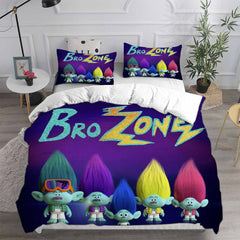 Trolls Band Together Cosplay Bedding Set Duvet Cover Pillowcases Halloween Home Decor