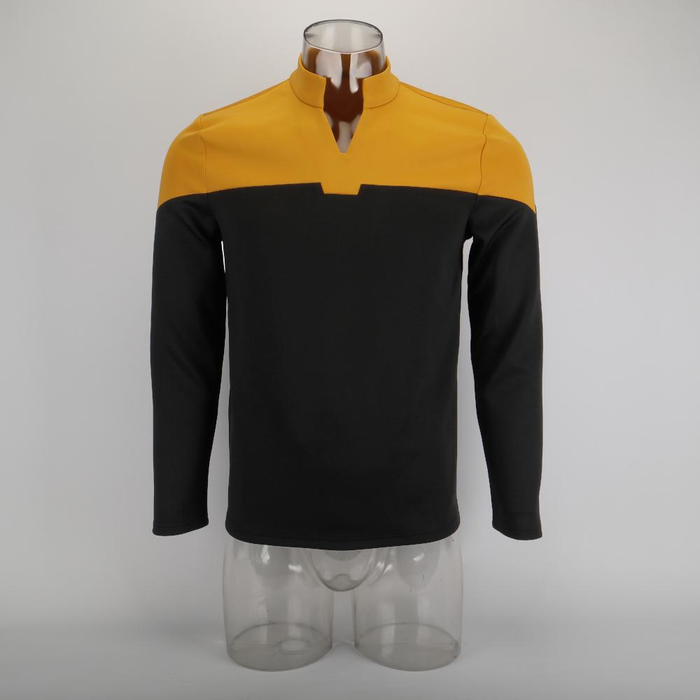 Cosicon Star Trek Picard  Uniform New Engineering Gold Top Shirts Halloween Cosplay Costume