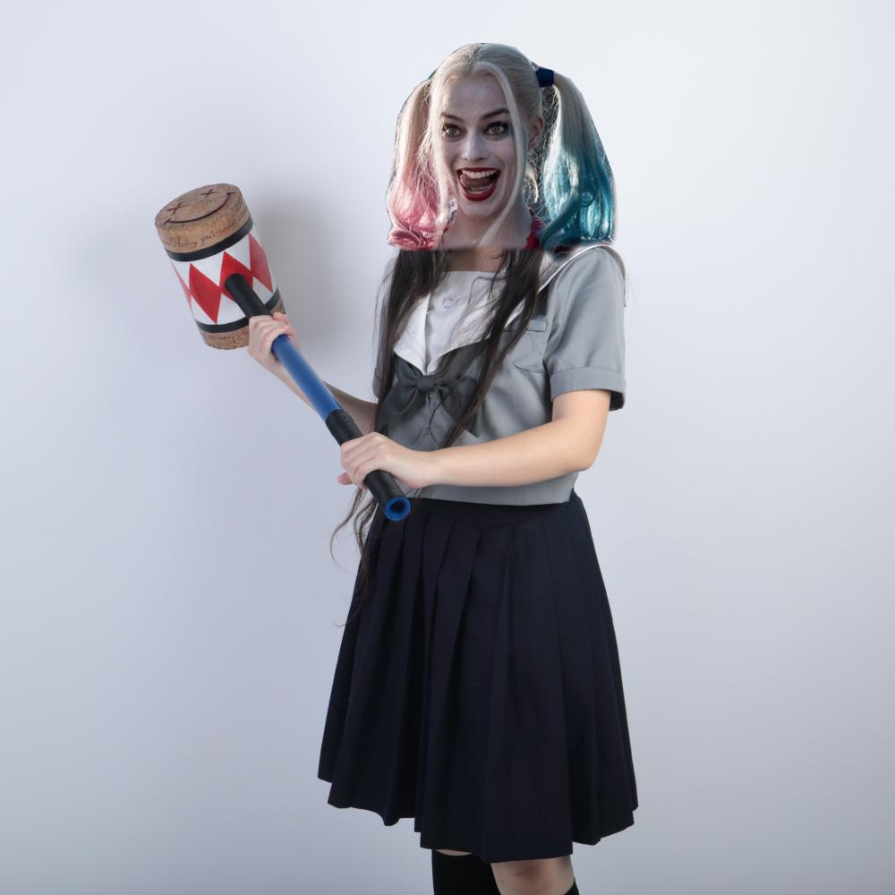 Birds of Prey Cosplay Harley Quinn Mallet Hammer Smile Face Suicide Squad Bat Halloween Props