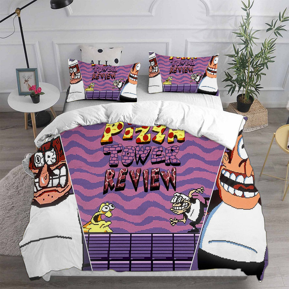 Pizza Tower Cosplay Bedding Set Duvet Cover Pillowcases Halloween Home Decor