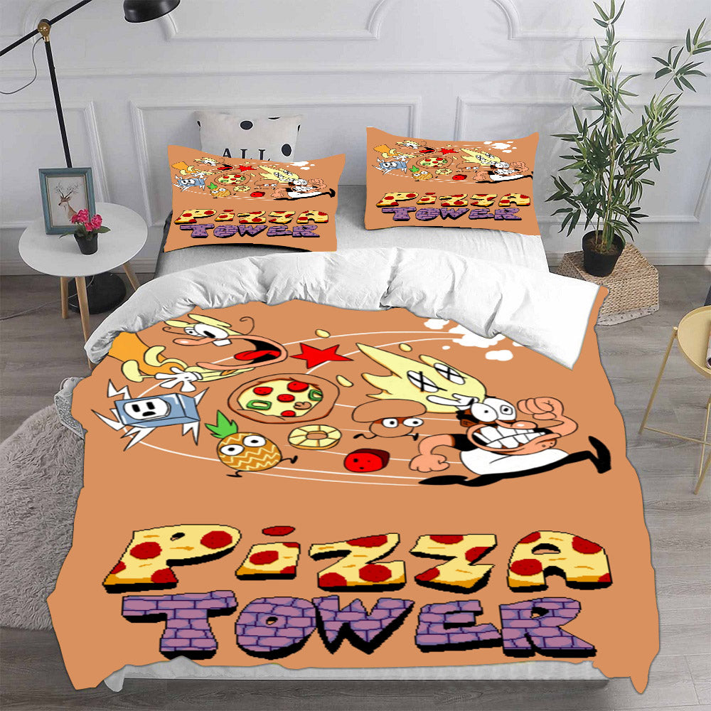 Pizza Tower Cosplay Bedding Set Duvet Cover Pillowcases Halloween Home Decor