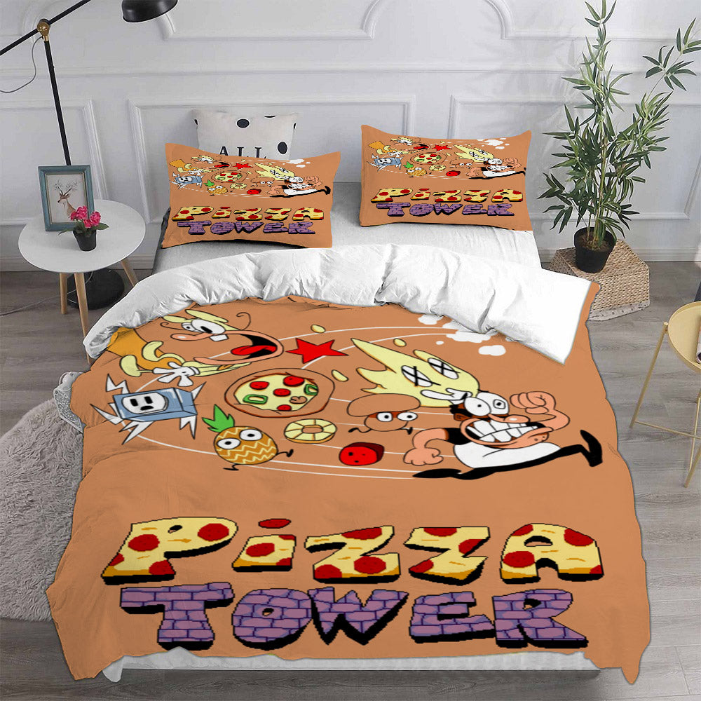 Pizza Tower Cosplay Bedding Set Duvet Cover Pillowcases Halloween Home Decor