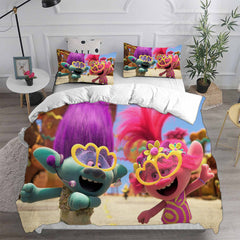 Trolls Band Together Cosplay Bedding Set Duvet Cover Pillowcases Halloween Home Decor