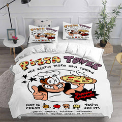 Pizza Tower Cosplay Bedding Set Duvet Cover Pillowcases Halloween Home Decor