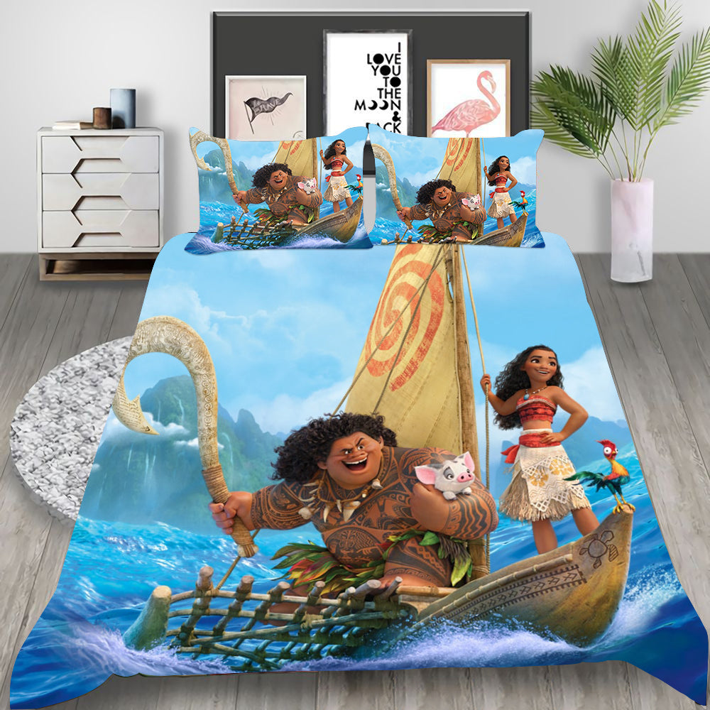 Moana Cosplay Bedding Set Duvet Cover Pillowcases Halloween Home Decor