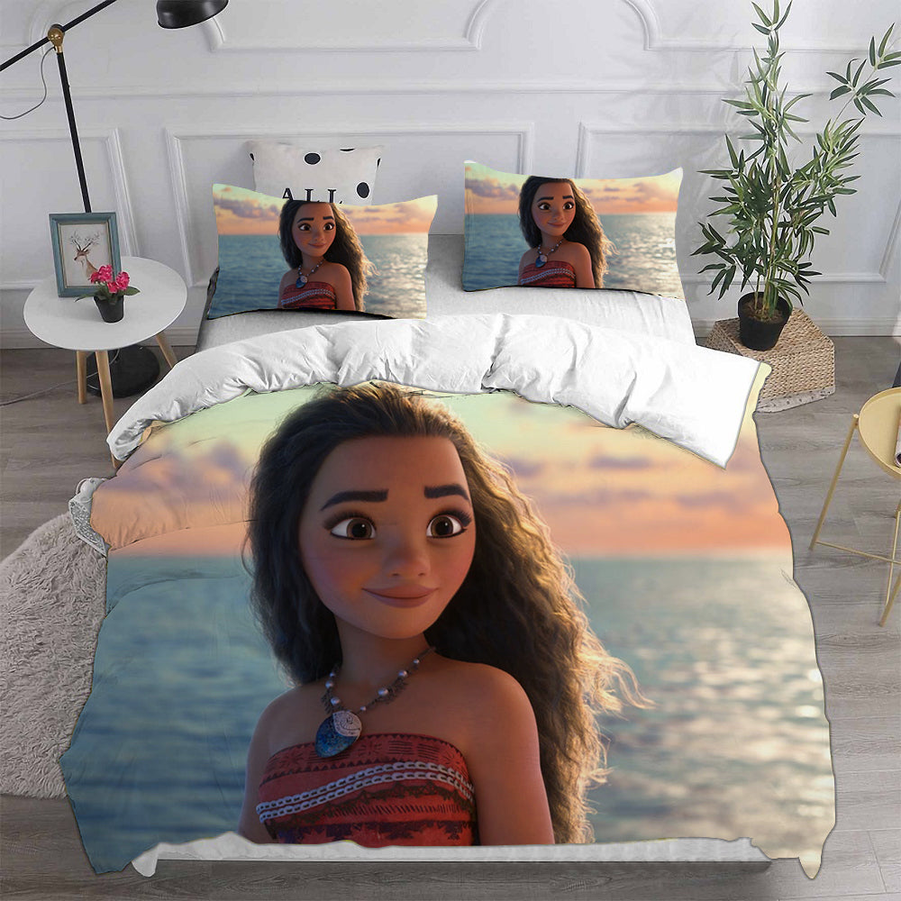 Moana Girl Cosplay Bedding Set Duvet Cover Pillowcases Halloween Home Decor