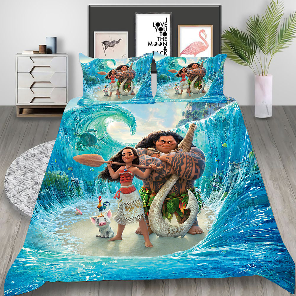 Moana Cosplay Bedding Set Duvet Cover Pillowcases Halloween Home Decor