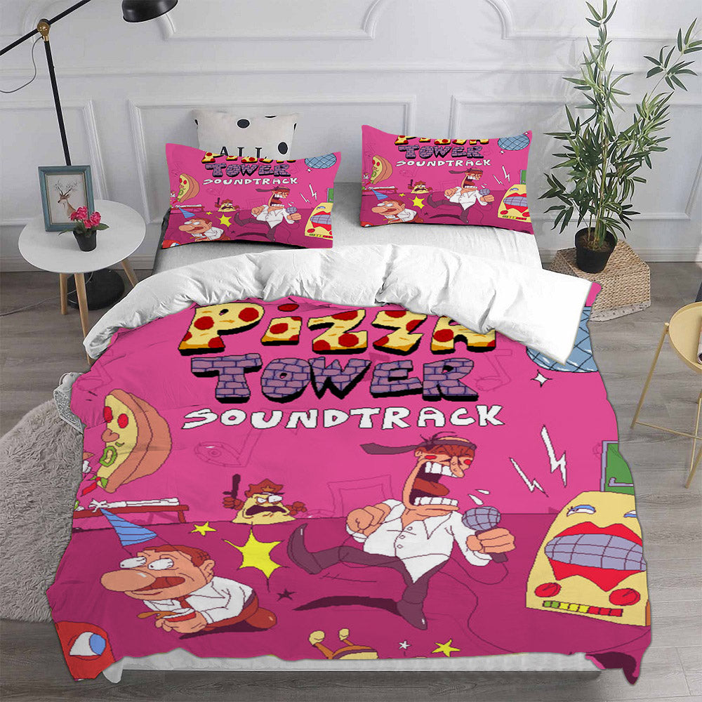 Pizza Tower Cosplay Bedding Set Duvet Cover Pillowcases Halloween Home Decor