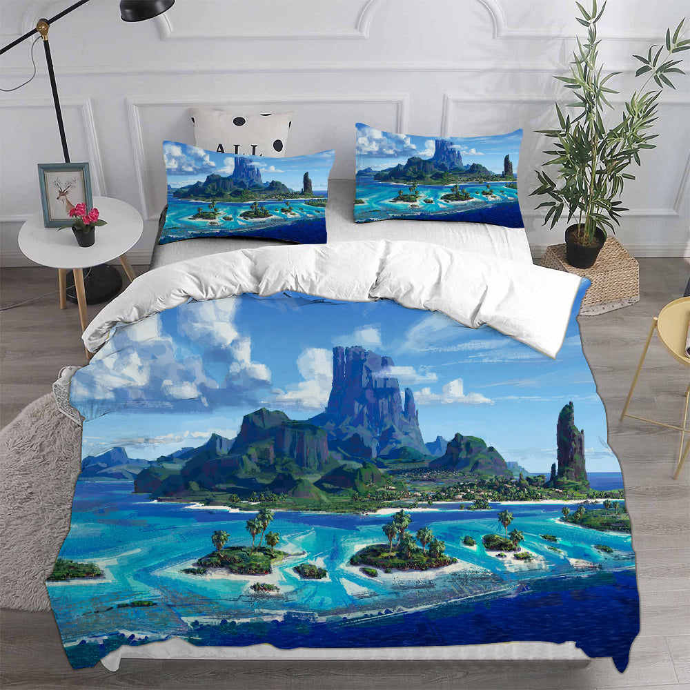 Moana Girl Cosplay Bedding Set Duvet Cover Pillowcases Halloween Home Decor