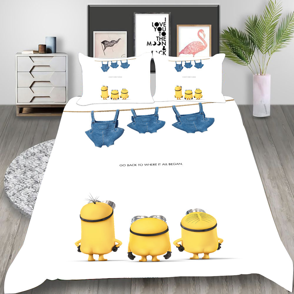 Minions Cosplay Bedding Set Duvet Cover Pillowcases Halloween Home Decor