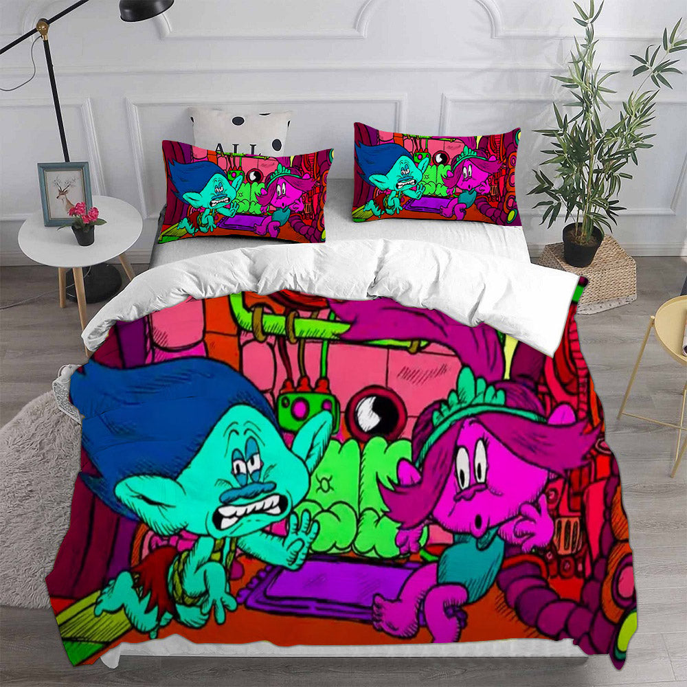 Trolls Band Together Cosplay Bedding Set Duvet Cover Pillowcases Halloween Home Decor