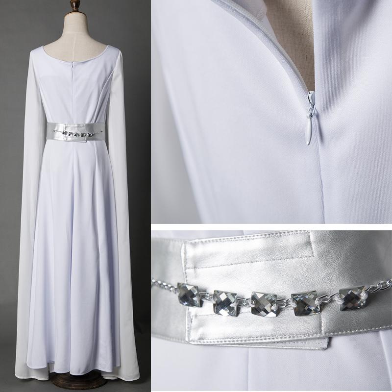 Star Wars A New Hope Princess Leia White Dress Cosplay Costume for Halloween