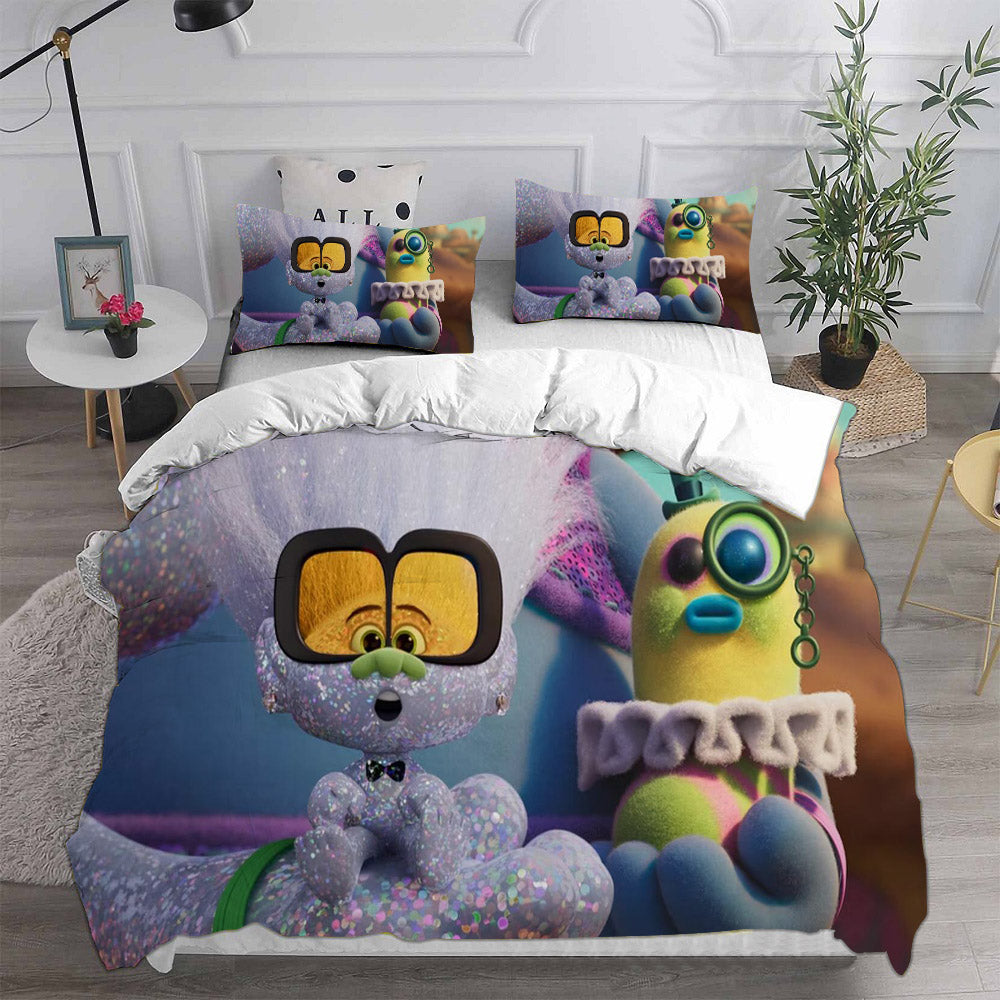 Trolls Band Together Cosplay Bedding Set Duvet Cover Pillowcases Halloween Home Decor