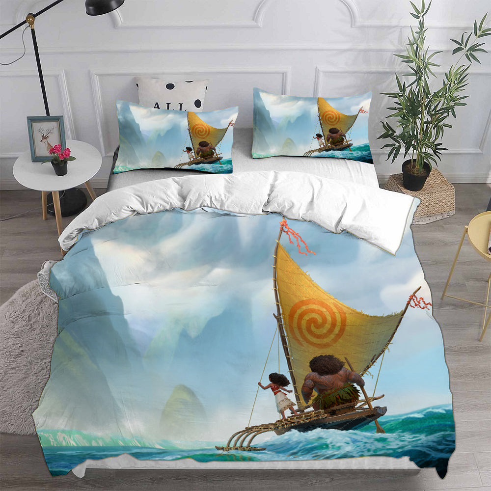 Moana Girl Cosplay Bedding Set Duvet Cover Pillowcases Halloween Home Decor