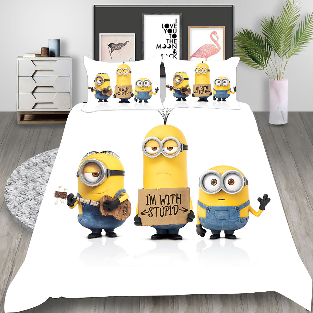 Minions Cosplay Bedding Set Duvet Cover Pillowcases Halloween Home Decor