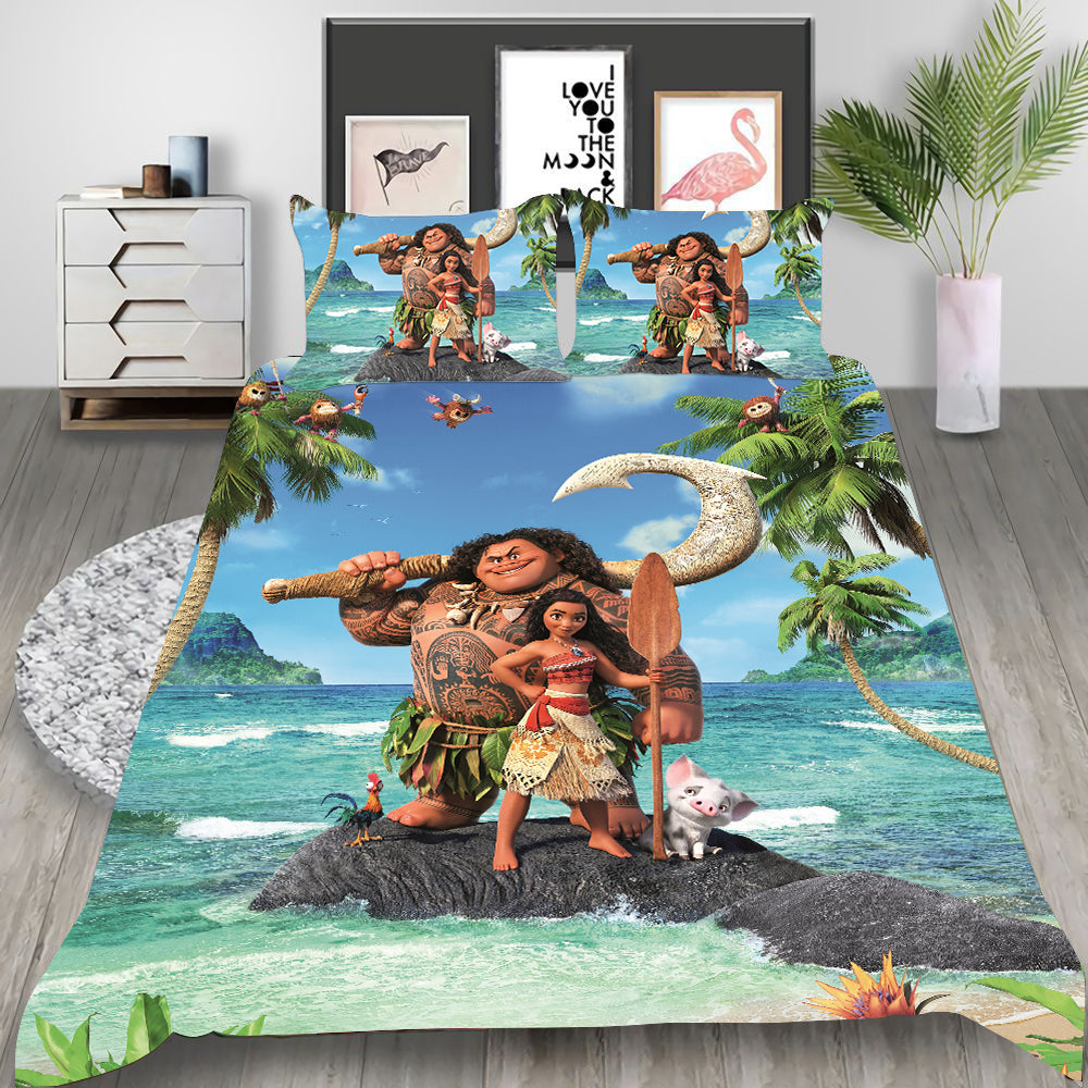 Moana Cosplay Bedding Set Duvet Cover Pillowcases Halloween Home Decor