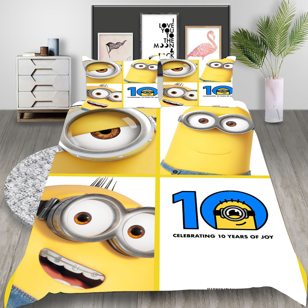 Minions Cosplay Bedding Set Duvet Cover Pillowcases Halloween Home Decor