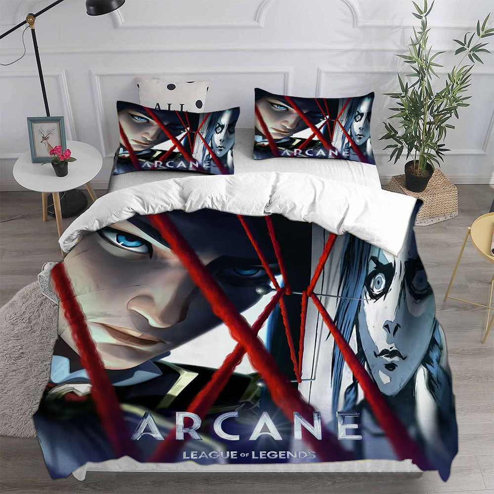 Arcane League of Legends Cosplay Bedding Set Duvet Cover Pillowcases Halloween Home Decor