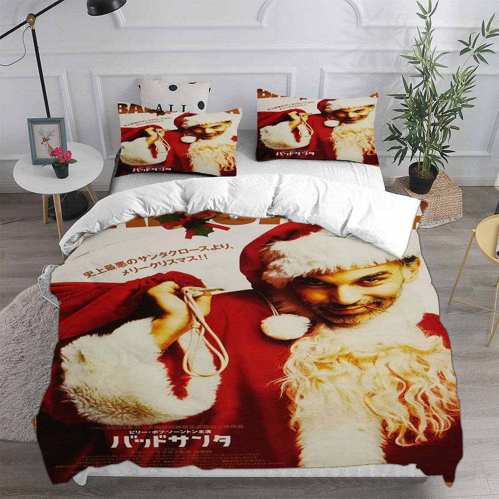 Bad Santa Cosplay Bedding Set Duvet Cover Pillowcases Halloween Home Decor