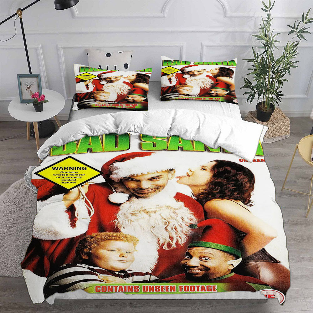 Bad Santa Cosplay Bedding Set Duvet Cover Pillowcases Halloween Home Decor