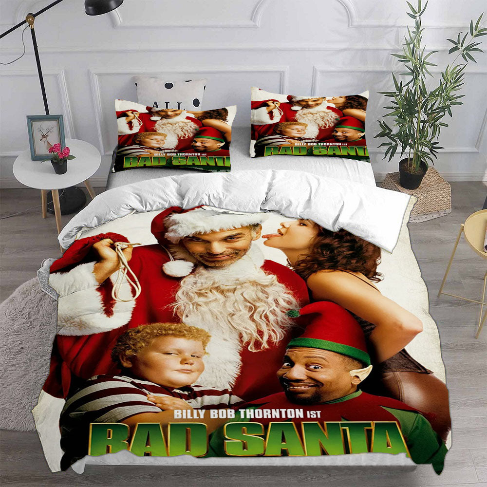 Bad Santa Cosplay Bedding Set Duvet Cover Pillowcases Halloween Home Decor