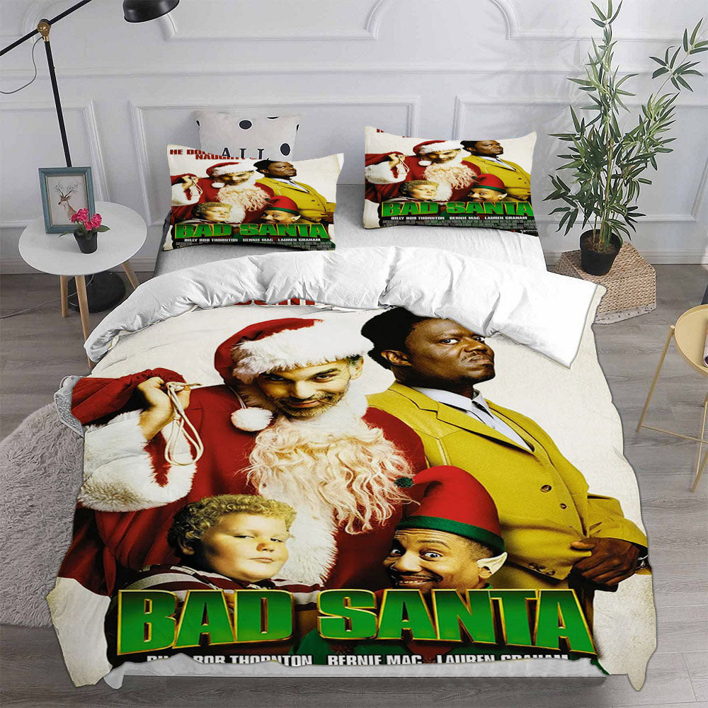 Bad Santa Cosplay Bedding Set Duvet Cover Pillowcases Halloween Home Decor