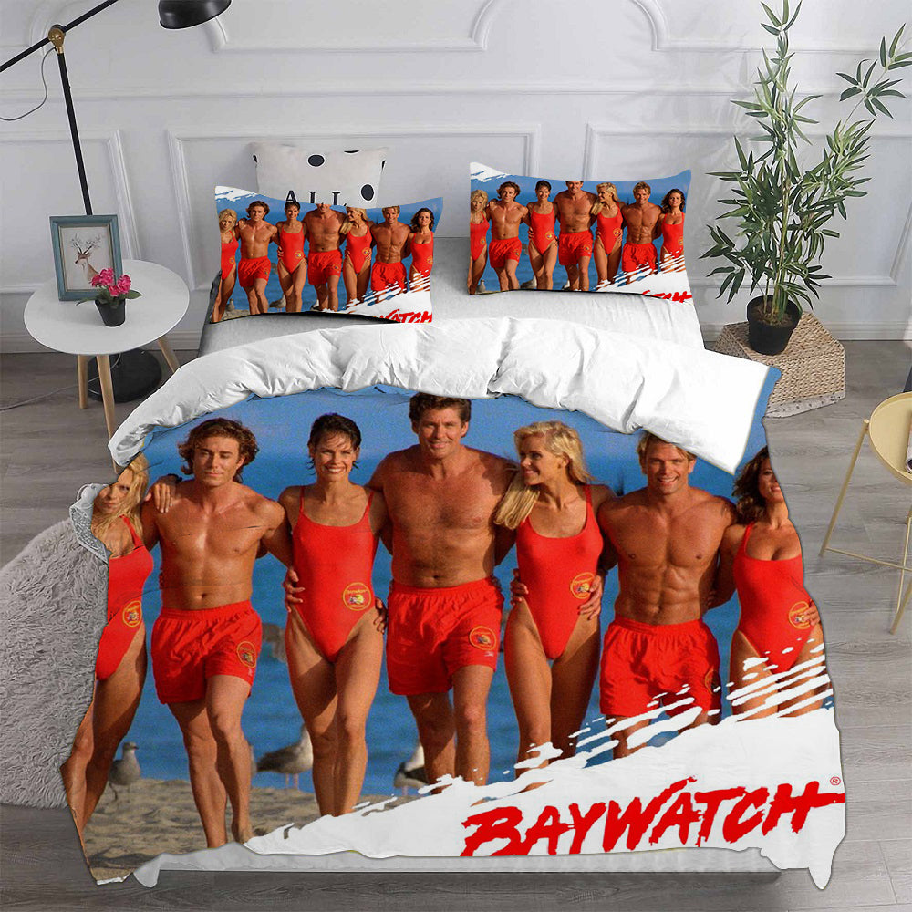 Baywatch Cosplay Bedding Set Duvet Cover Pillowcases Halloween Home Decor