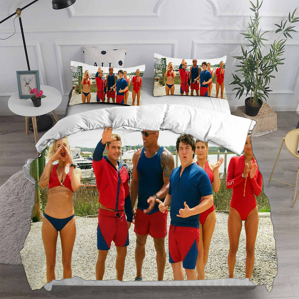 Baywatch Cosplay Bedding Set Duvet Cover Pillowcases Halloween Home Decor