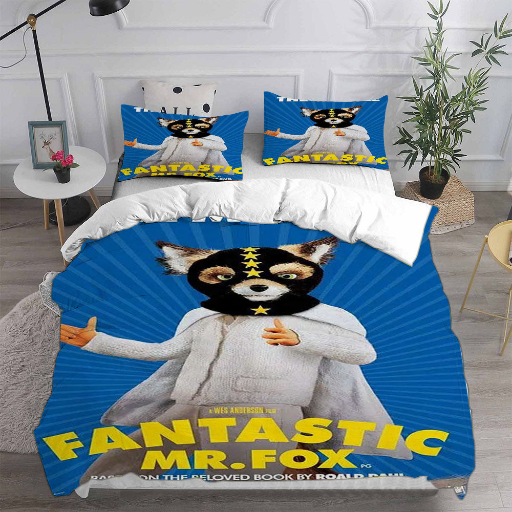 Fantastic Mr. Fox Cosplay Bedding Set Duvet Cover Pillowcases Halloween Home Decor