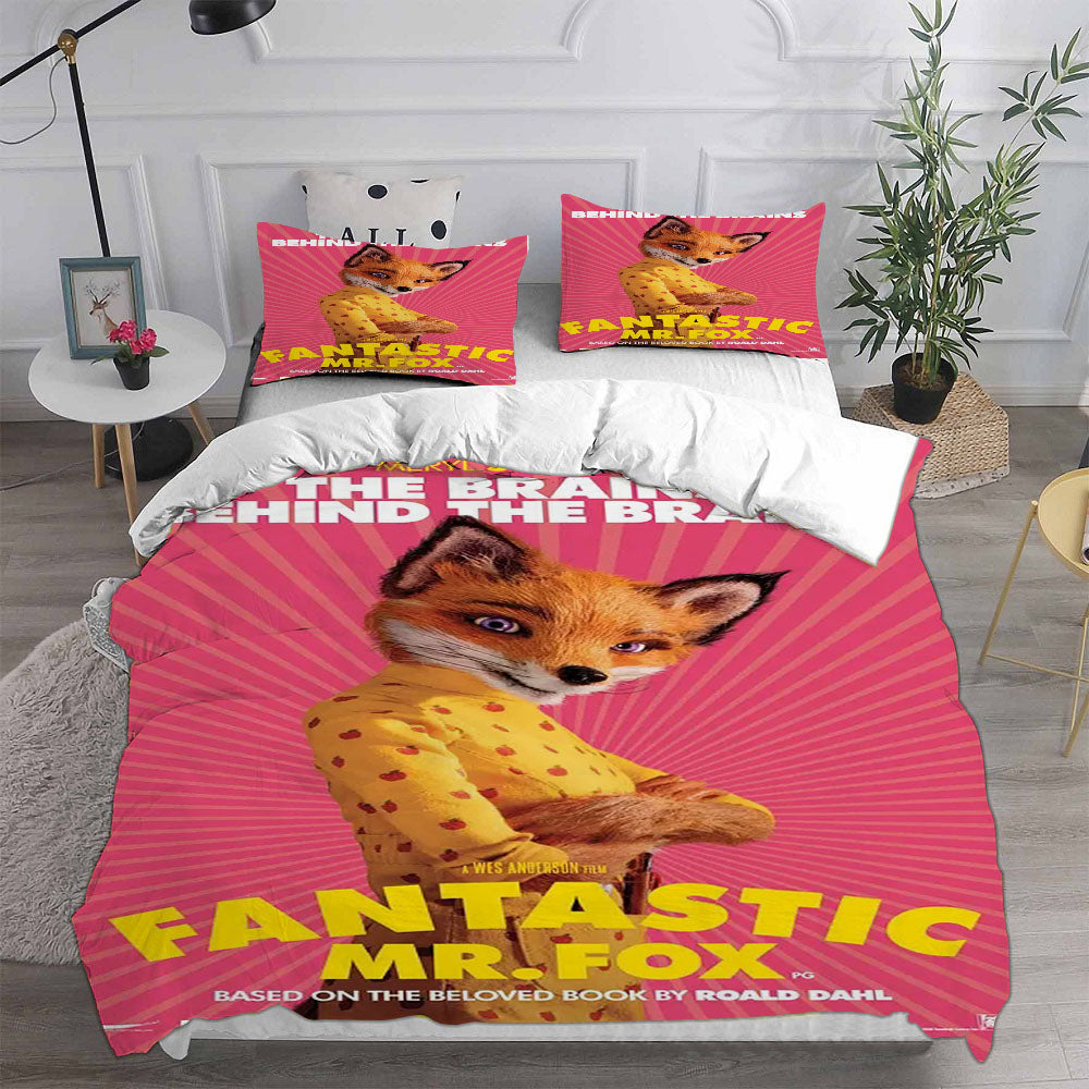 Fantastic Mr. Fox Cosplay Bedding Set Duvet Cover Pillowcases Halloween Home Decor