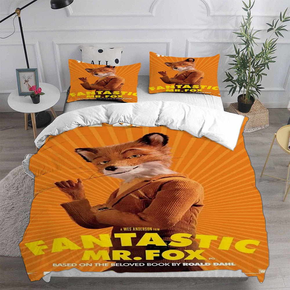 Fantastic Mr. Fox Cosplay Bedding Set Duvet Cover Pillowcases Halloween Home Decor