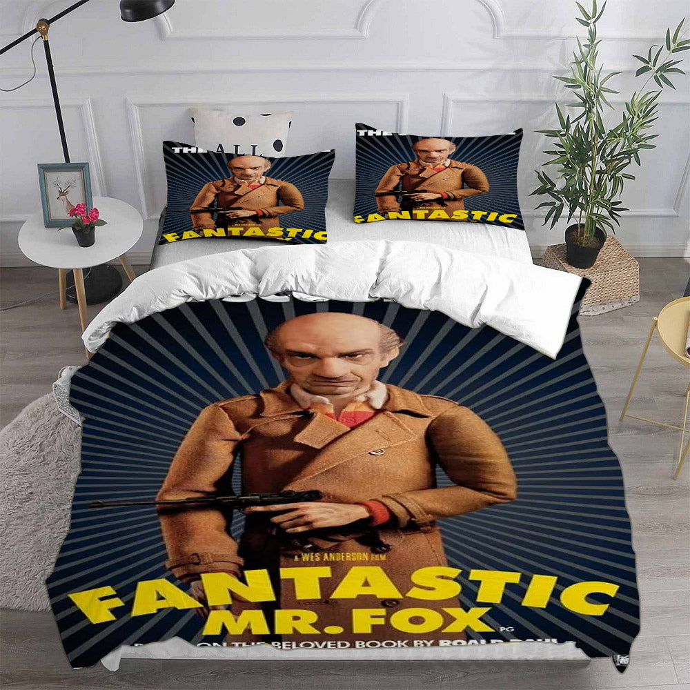 Fantastic Mr. Fox Cosplay Bedding Set Duvet Cover Pillowcases Halloween Home Decor