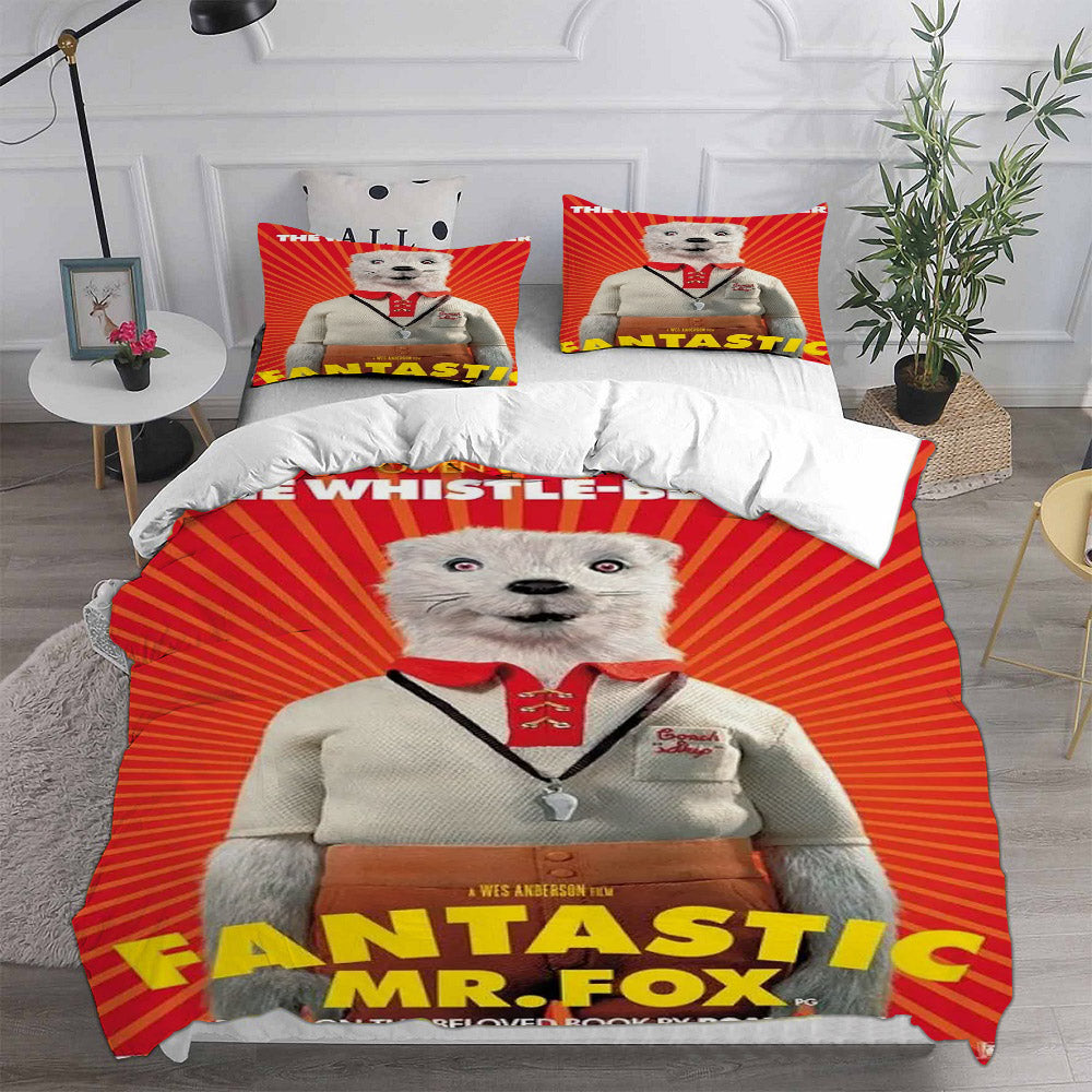 Fantastic Mr. Fox Cosplay Bedding Set Duvet Cover Pillowcases Halloween Home Decor